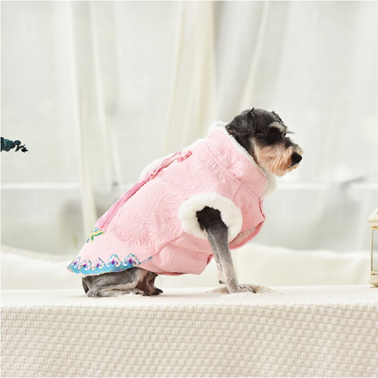 2 PCS Pet Winter Thickening Warm Tang Suit Cheongsam Pet Clothes, Size: L