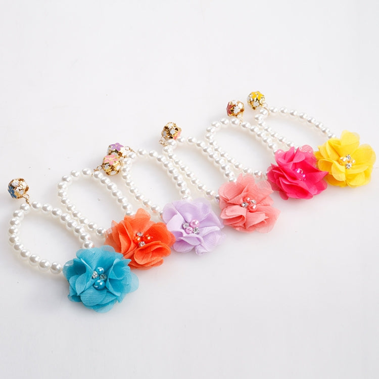 Pet Pearl Necklace Flower Elastic Collar Dog Cat Accessories