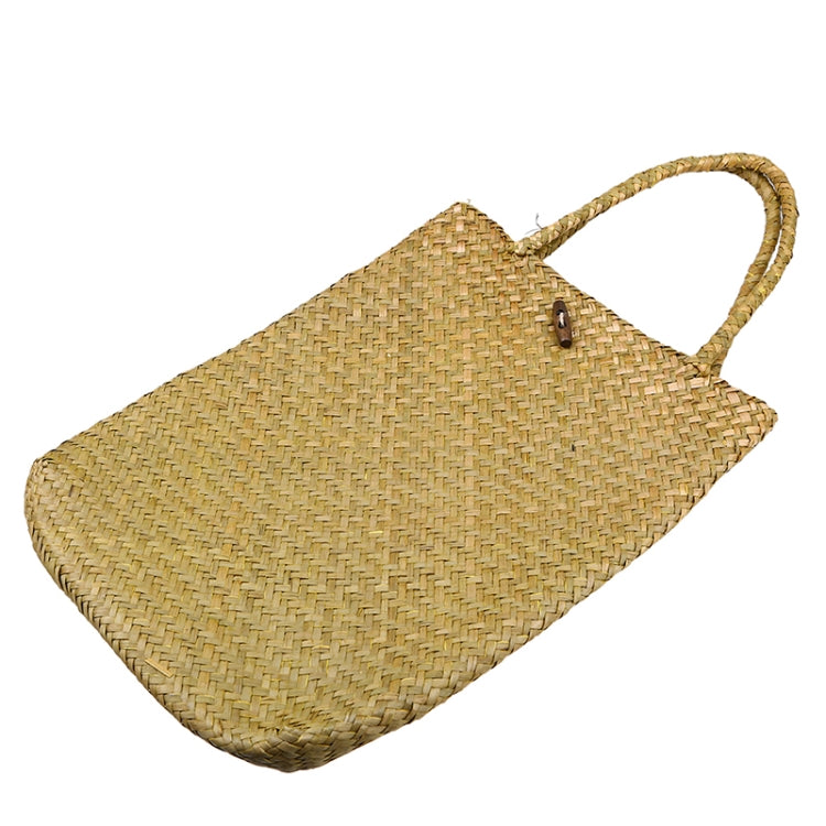 Handmade Rattan Basket Square Straw Weaving Ladies Storage Shoulder Bag, Size:L(Yellow)