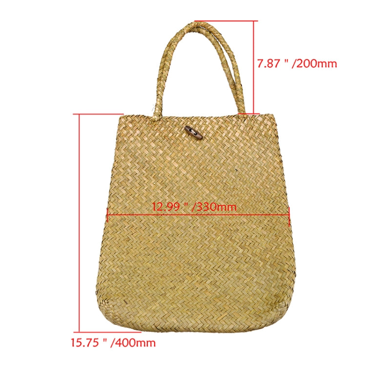 Handmade Rattan Basket Square Straw Weaving Ladies Storage Shoulder Bag, Size:L(Yellow)