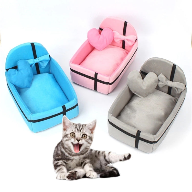 Cute Plush Pet Nest Small and Medium Pet Washable Bed, Size: M(Blue)