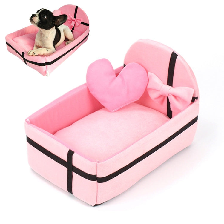 Cute Plush Pet Nest Small and Medium Pet Washable Bed, Size: L(Pink)