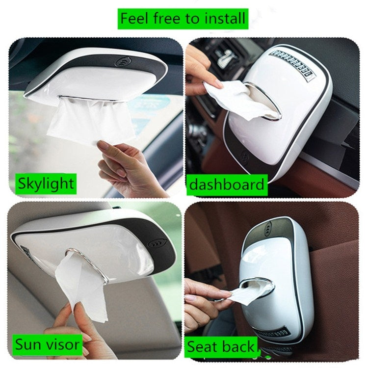 Tissue box + Aromatherapy Trough + Stop Sign Multi-function Car Hanging Drawer(Red)