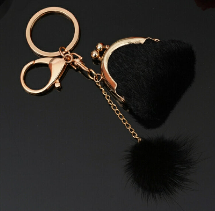 3 PCS Mini Unique Keychain Coin Purse Women Pompon Rabbit Fur Ball Plush Key Ring Holder Girls Bags Charm Women Purse Wallet