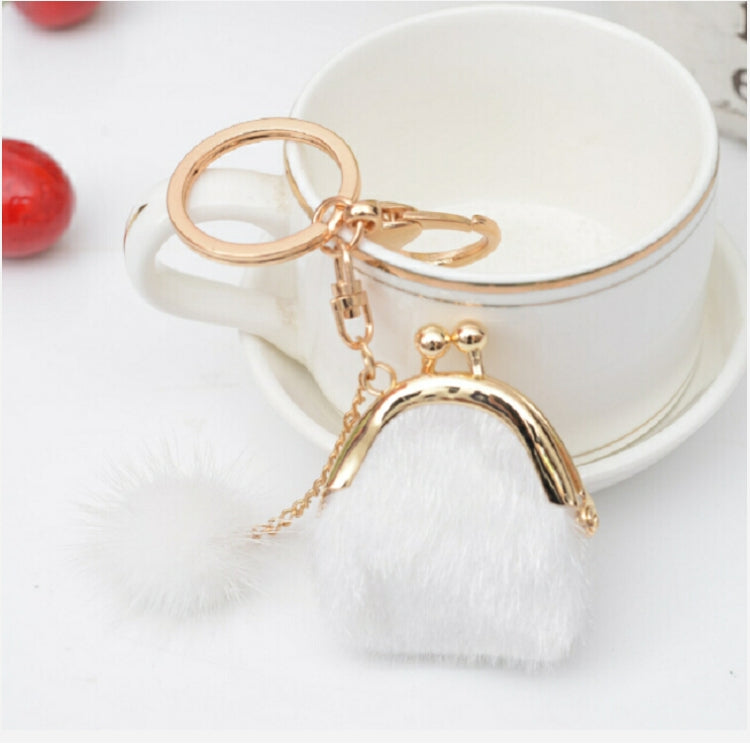 3 PCS Mini Unique Keychain Coin Purse Women Pompon Rabbit Fur Ball Plush Key Ring Holder Girls Bags Charm Women Purse Wallet