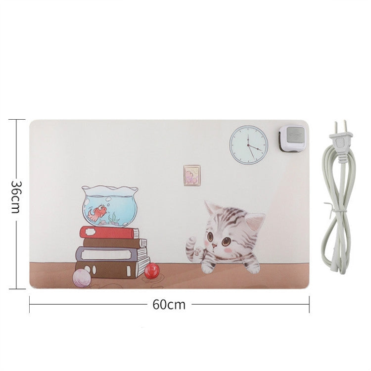 220V Electric Hot Plate Writing Desk Warm Table Mat Blanket Office Mouse Heating Warm Computer Hand Warmer Desktop Heating Plate, Color:Cat, CN Plug