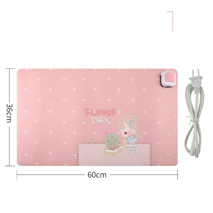 220V Electric Hot Plate Writing Desk Warm Table Mat Blanket Office Mouse Heating Warm Computer Hand Warmer Desktop Heating Plate, Color:Little Girl, CN Plug