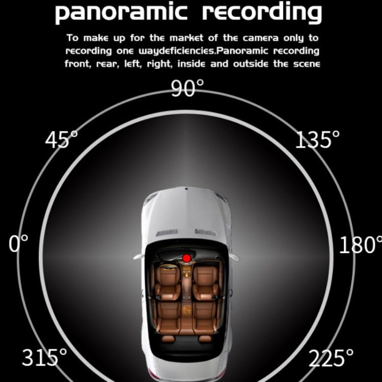 Video Recorder 360 Degree Panoramic Car DVR WIFI Camera Night Vision, Version:Decompression Version Dual camera