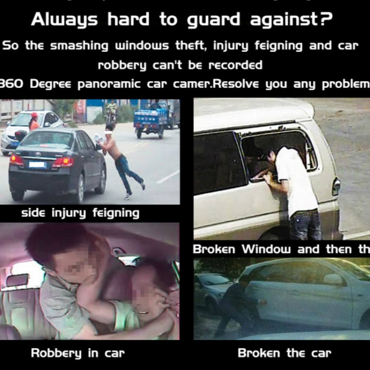 Video Recorder 360 Degree Panoramic Car DVR WIFI Camera Night Vision, Version:Car Charger Verion Dual camera