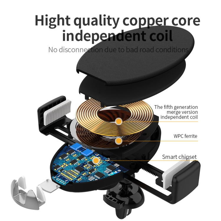 15W Fully Automatic Smart Sensor Magnetic Car Wireless Fast Charge Bracket For 4.0-6.4 Inch Mobile Phones(Black)