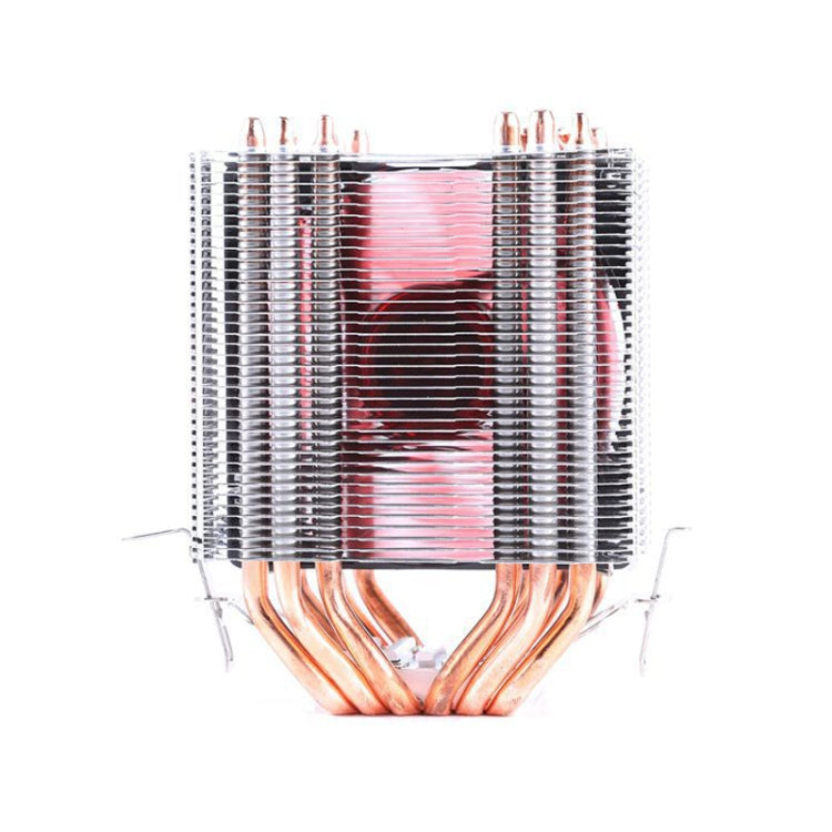 Desktop Computer 6 Copper Tube CPU Radiator Super Quiet Red Light 3-pin Single Fan