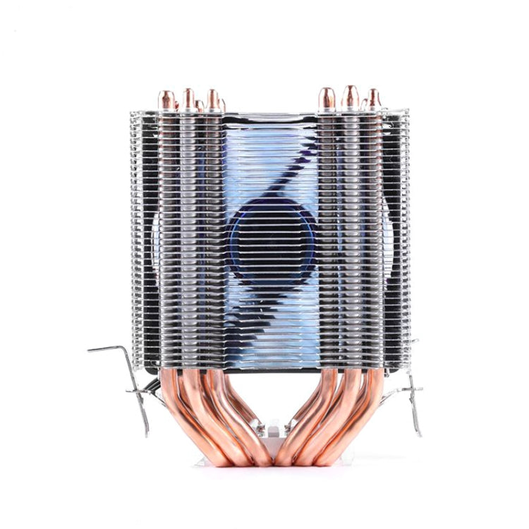 Desktop Computer 6 Copper Tube CPU Radiator Super Quiet Blue Light 3-pin Single Fan