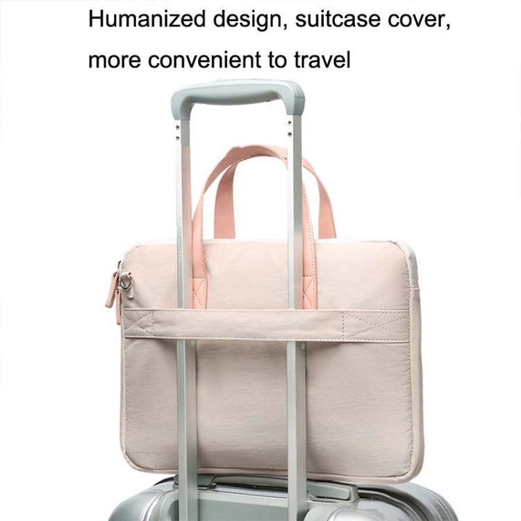 For MacBook 15.6-16.1 Inches MAHOO 10188 Ultra-Thin Hand Computer Bag Messenger Laptop Bag, Color:Khaki+Gray PU Power Bag