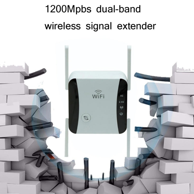 KP1200 1200Mbps Dual Band 5G WIFI Amplifier Wireless Signal Repeater, Specification:EU Plug