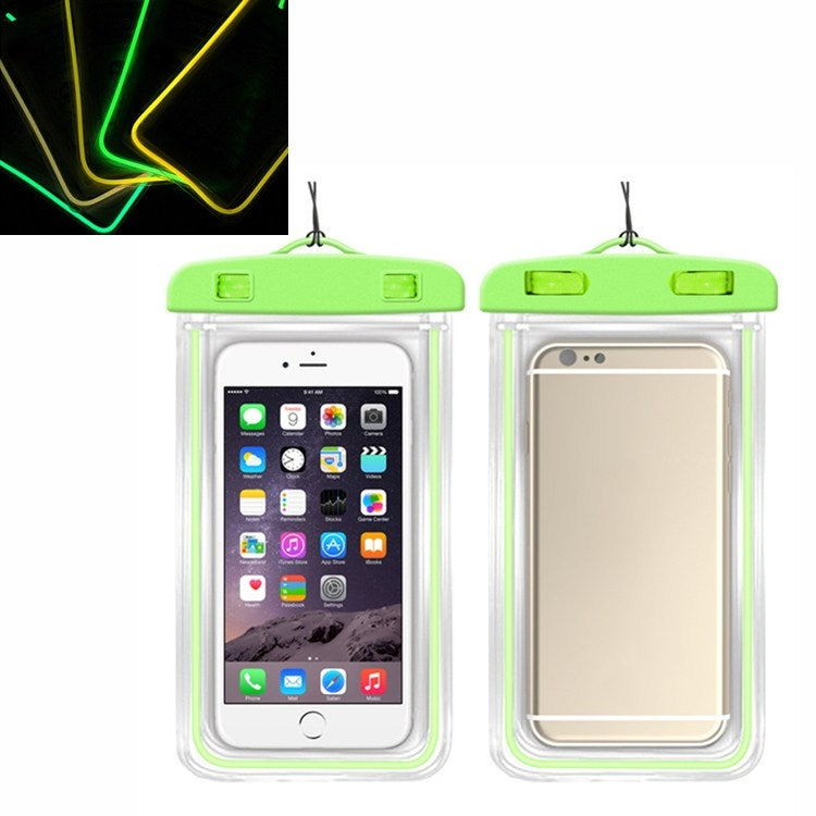 5 PCS TPU Fluorescent Luminous Touch Screen Waterproof Mobile Phone Bag Suitable For Mobile Phones Under 6 Inches