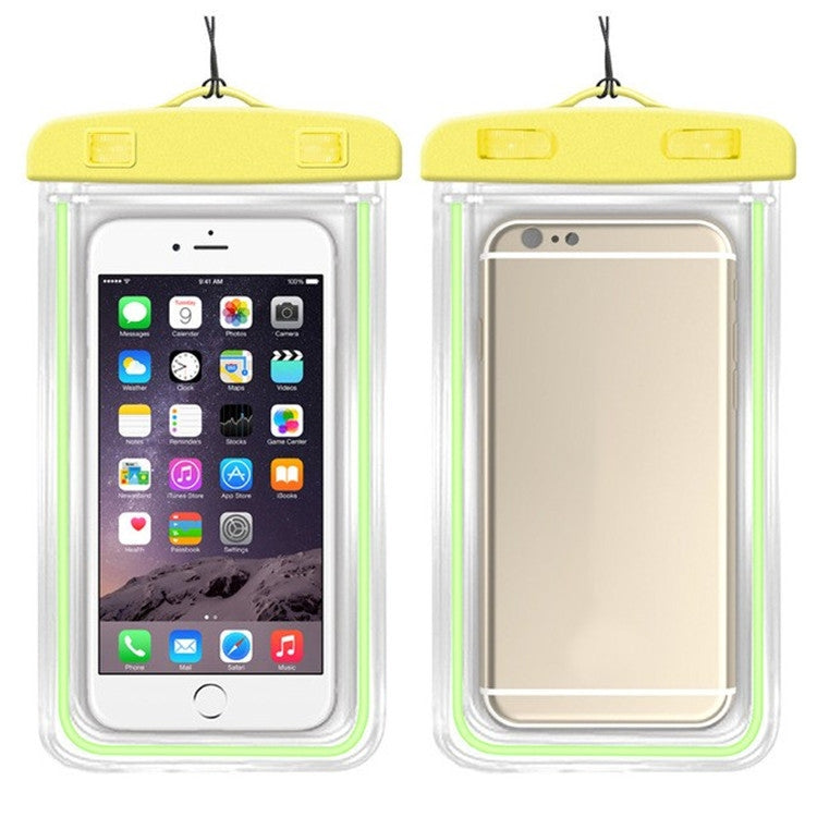 5 PCS TPU Fluorescent Luminous Touch Screen Waterproof Mobile Phone Bag Suitable For Mobile Phones Under 6 Inches