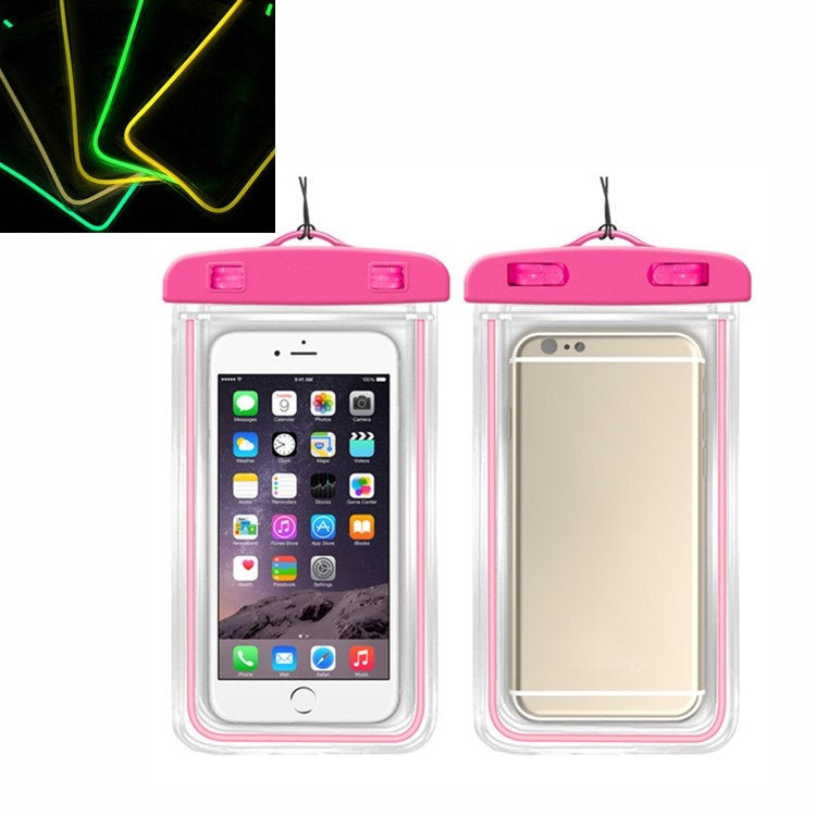 5 PCS TPU Fluorescent Luminous Touch Screen Waterproof Mobile Phone Bag Suitable For Mobile Phones Under 6 Inches