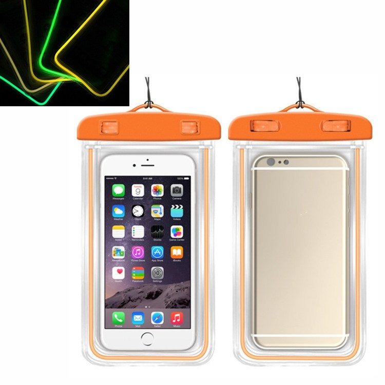 5 PCS TPU Fluorescent Luminous Touch Screen Waterproof Mobile Phone Bag Suitable For Mobile Phones Under 6 Inches