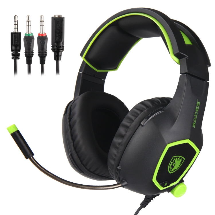 SADES SA818 Head-mounted Gaming Computer Eats Chicken Gaming PS4 Headset(Black Green)