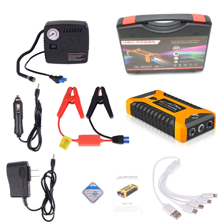 Car Emergency Start Power Supply 12V Mobile Emergency Power Supply Car Rescue Start Ppower Supply, CN Plug, Battery capacity: 20000mAh(Yellow + pump set)