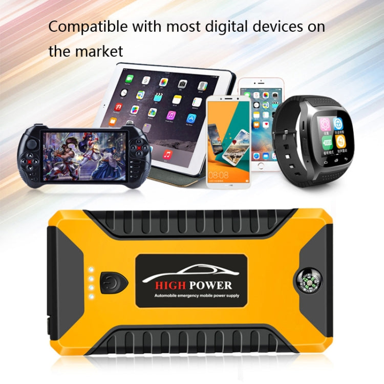 Car Emergency Start Power Supply 12V Mobile Emergency Power Supply Car Rescue Start Ppower Supply, CN Plug, Battery capacity: 20000mAh(Yellow + pump set)