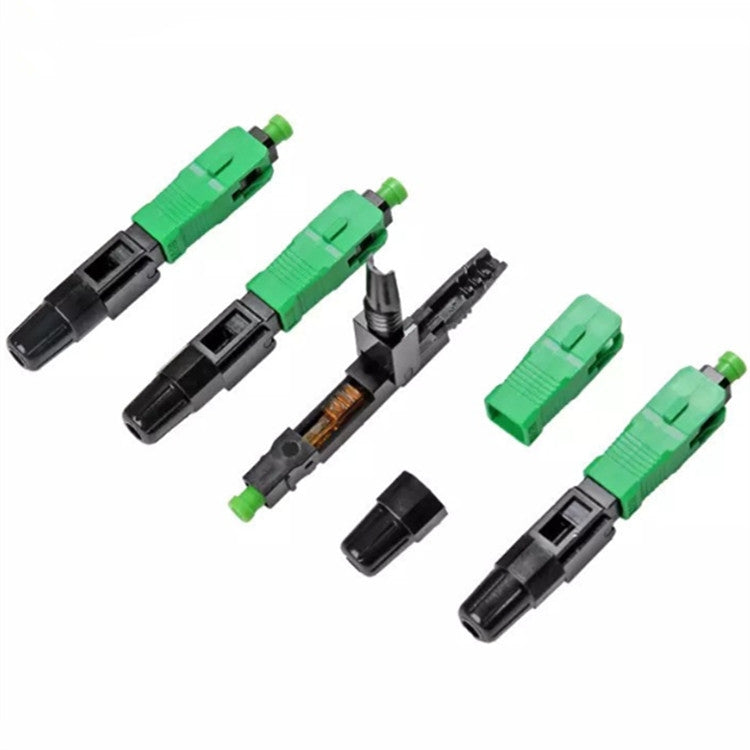 10 PCS FTTH SC APC Single-Mode Fiber Optic Quick Connector(Green)