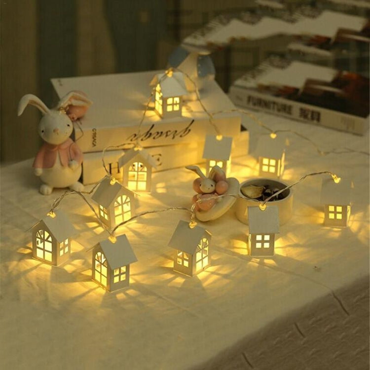 2m 10 LEDs Warm White Cute House Type Battery Decorative Lamp Wedding Christmas Party Decorative Light