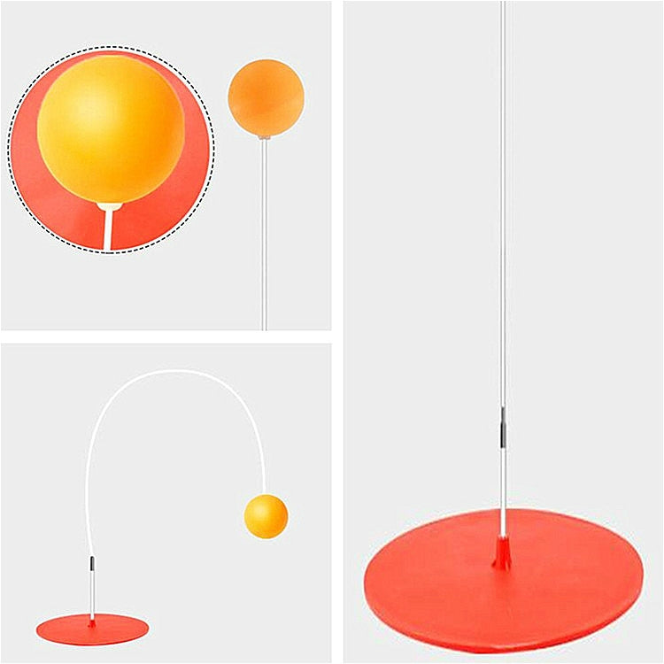 Household Elastic Flexible Shaft Single Table Tennis Ball Practice Device for Children, Style:Wooden Racket Set