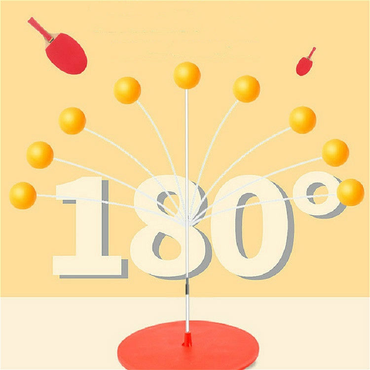 Household Elastic Flexible Shaft Single Table Tennis Ball Practice Device for Children, Style:Wooden Racket Set