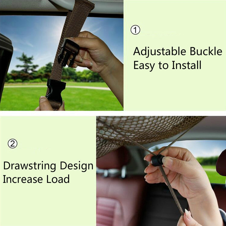 Car Roof Large Space Adjustable Mesh Braid Chain Drawstring Two-in-one Storage Bag
