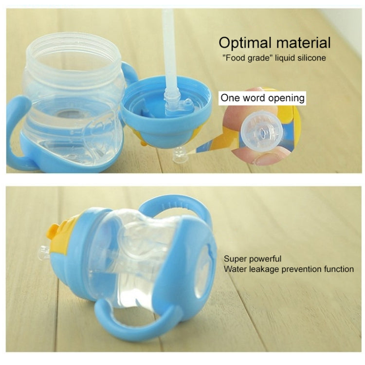 280ML Baby Bottle Kids Cup Silicone Sippy Children Training Cups Cute Baby Drinking Water Straw Handle Feeding Bottle