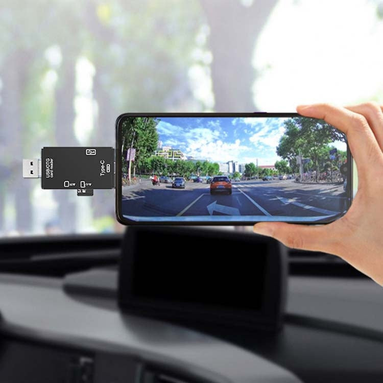 2 PCS Type-C & Micro USB & USB 2.0 3 in 1 Ports Multi-function Card Reader, Support U Disk / TF / SD