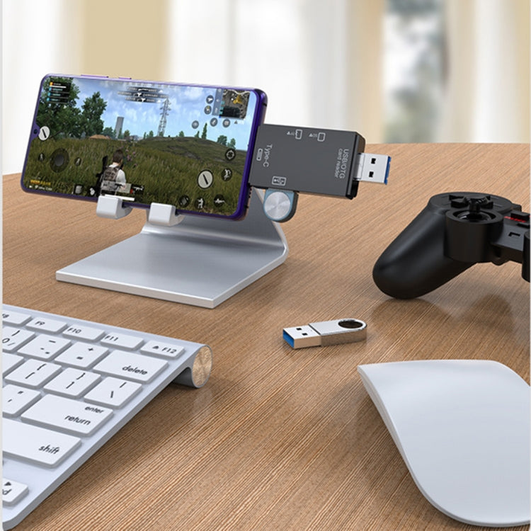 2 PCS Type-C & Micro USB & USB 2.0 3 in 1 Ports Multi-function Card Reader, Support U Disk / TF / SD