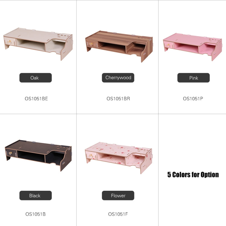 Monitor Wooden Stand Computer Desk Organizer with Keyboard Mouse Storage Slots