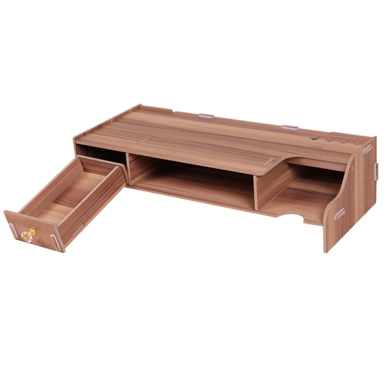 Monitor Wooden Stand Computer Desk Organizer with Keyboard Mouse Storage Slots