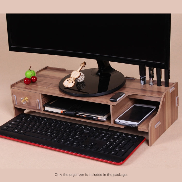 Monitor Wooden Stand Computer Desk Organizer with Keyboard Mouse Storage Slots