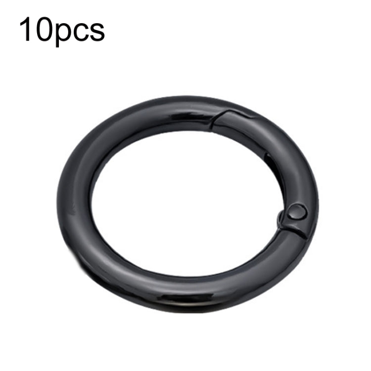 10pcs Zinc Alloy Spring Ring Metal Open Bag Webbing Keychain, Size:Half-inch Black