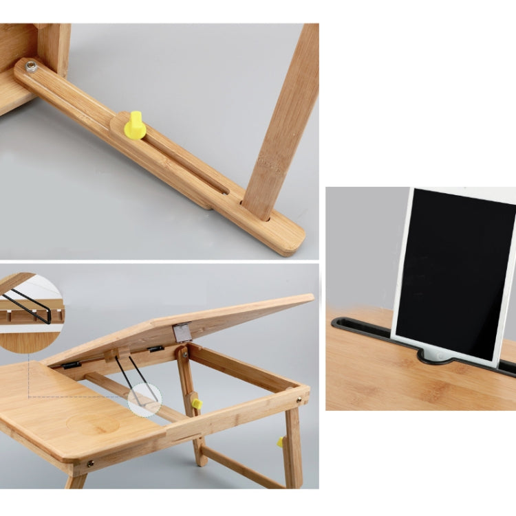 Folding Laptop Desk Bed Card Slot Lifting Type Lazy Computer Desk, Size: Small (50cm), Style:with Drawer