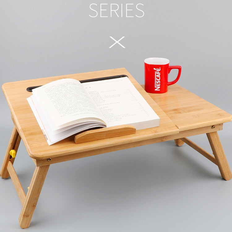 Folding Laptop Desk Bed Card Slot Lifting Type Lazy Computer Desk, Size: Medium (54cm), Style:with Drawer