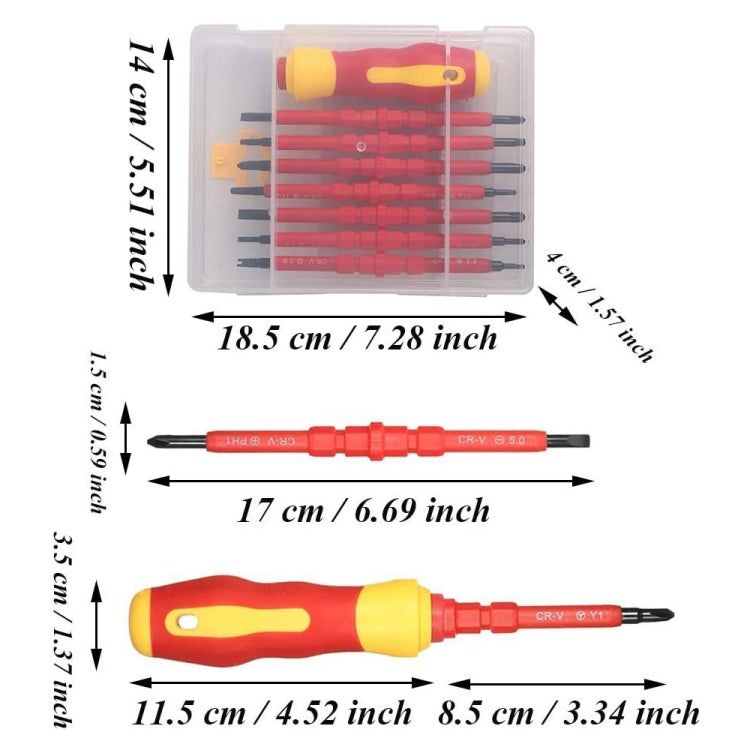 7 in 1 Bit Insulation Multipurpose Repair Tool Screwdriver Set(Red)