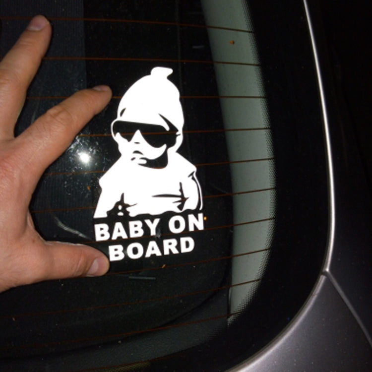 20pcs 14*9CM BABY ON BOARD Cool Rear Reflective Sunglasses Child Car Stickers Warning Decals