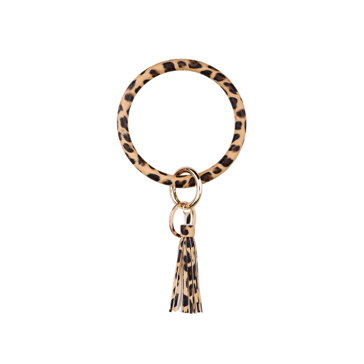PU Tassel Leopard Print Bracelet Keychain