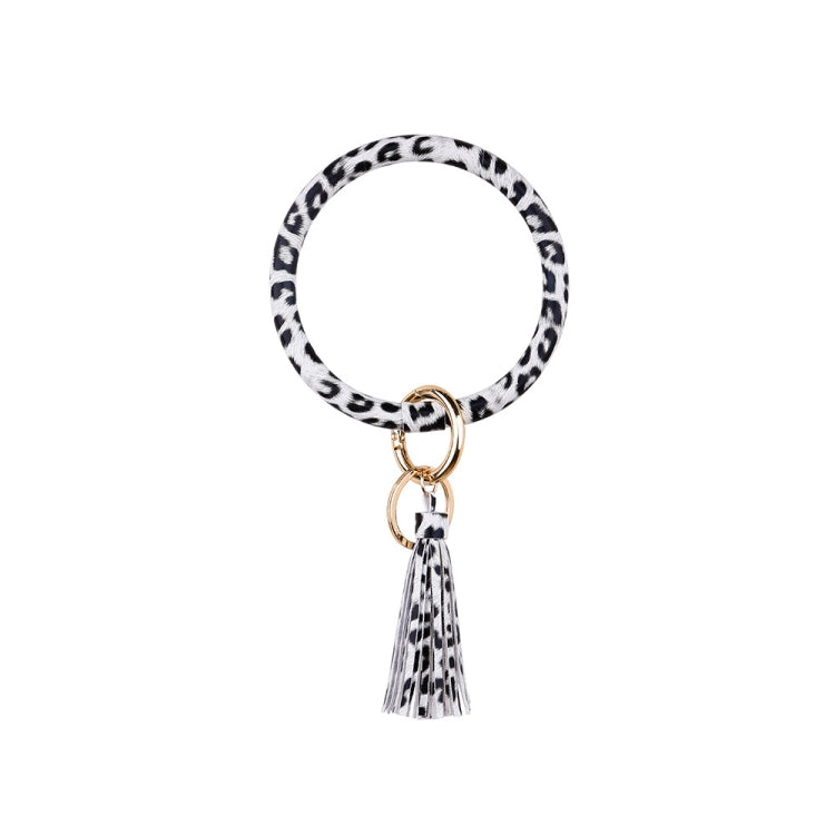 PU Tassel Leopard Print Bracelet Keychain