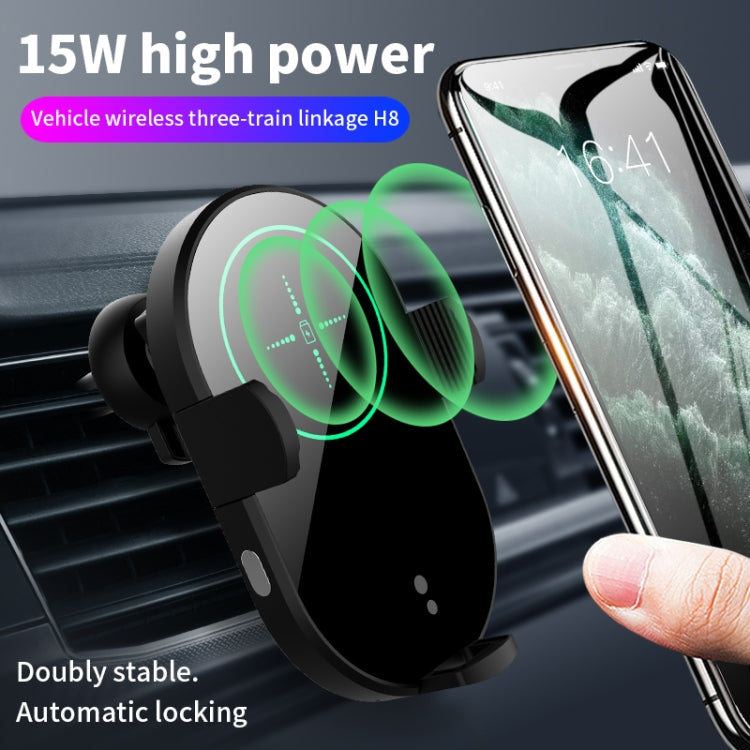 H8 15W Car Phone Holder Auto-Sensing Three Linkage Fast Charge Wireless Car Charger