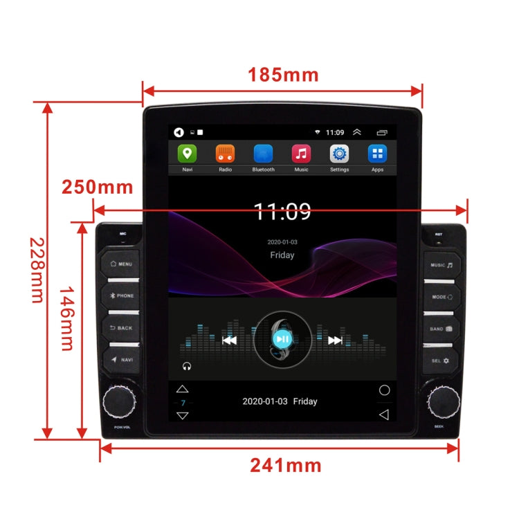Android Navigation Single Spindle 9.7-Inch Vertical Screen Host MP5 Bluetooth WIiFi Car Navigation Integrated GPS WiFi 1G+16G