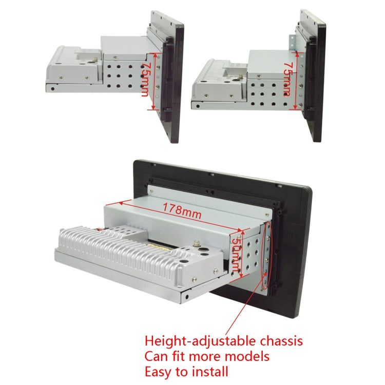 10 inche Android Navigation Single Ingot Universal Navigation Chassis Height Adjustable Car Navigation Integrated Machine WiFi 1G+16G