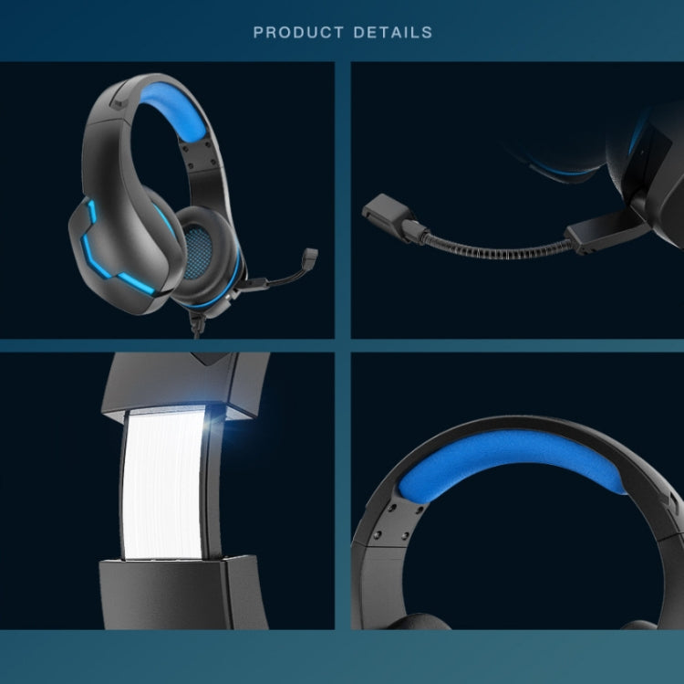 J10 Wired Gaming Headset Gaming Luminous Headset(Dark Blue)