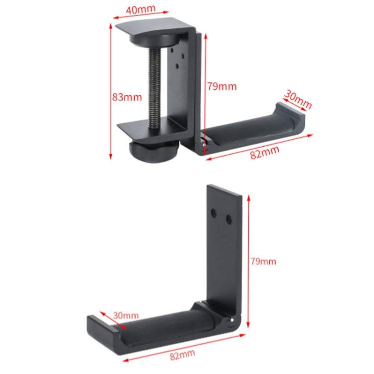 Headphone Bracket Internet Cafe Monitor Earphone Hanger Desktop Earphone Display Stand, Style: Paste Screw Type (Black)