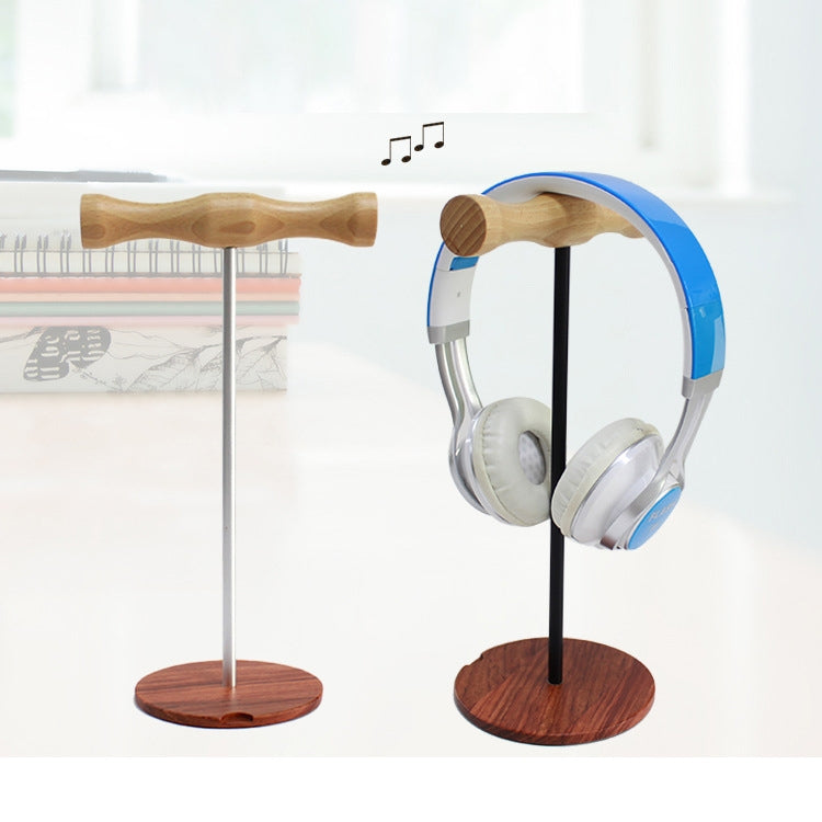 Creative Metal Rod Wooden Head-mounted Headphone Stand Display Holder, Colour: Single-sided White Metal Rod