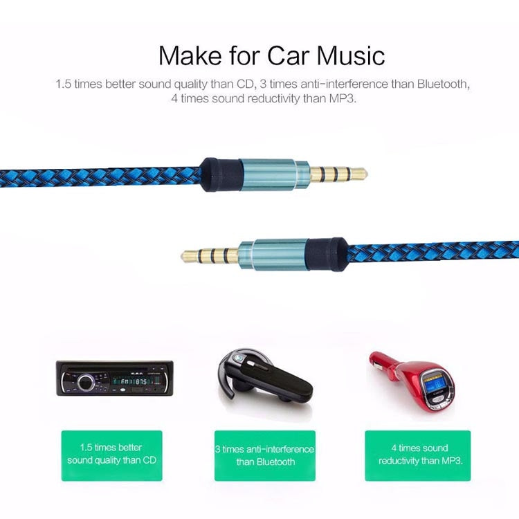 3.5mm Male To Male Car Stereo Gold-Plated Jack AUX Audio Cable For 3.5mm AUX Standard Digital Devices, Length: 1.5m